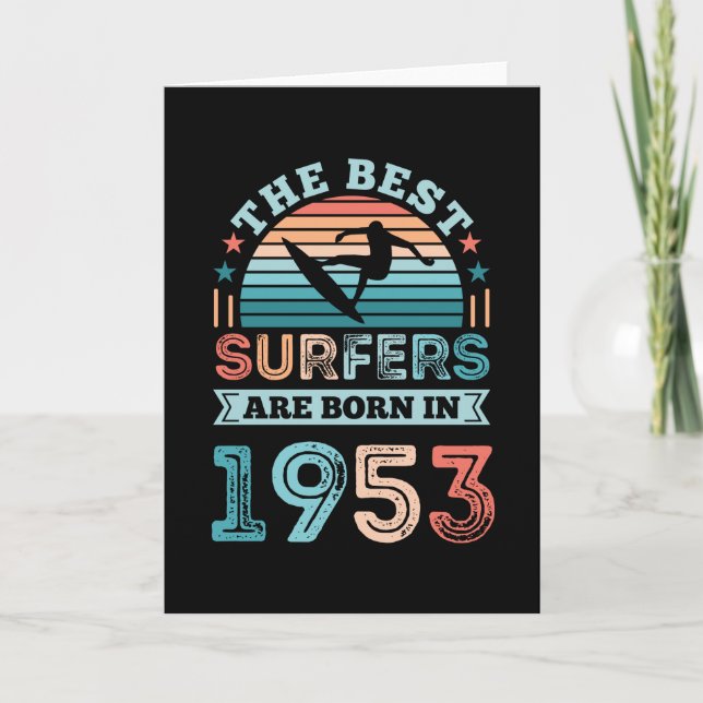Surfer geboren 1953 70. Geburtstag Surfgeschenk Karte (Vorderseite)
