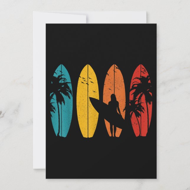Surfer Geschenk Vintag Surfbrett Strand Einladung (Vorderseite)