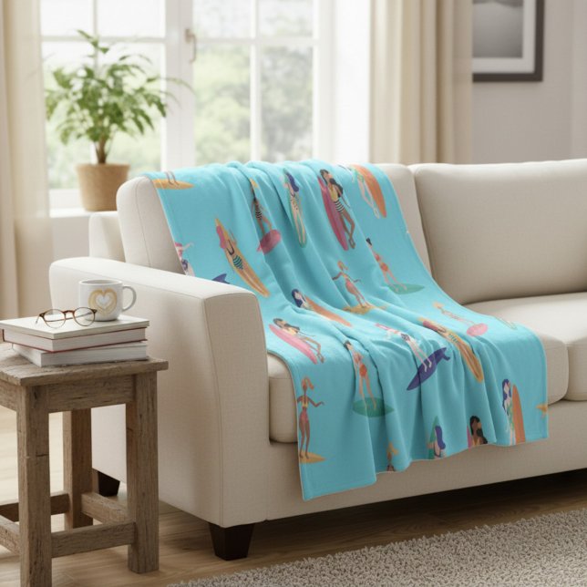 Surfer Girl Beach Fleecedecke (Von Creator hochgeladen)