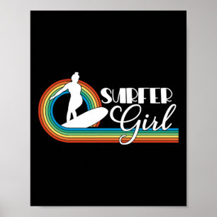 Surfer Girl Frauen Mädchen Strand Sommer Surfen Re Poster