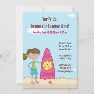 Surfer Girl Geburtstagsparty Einladung