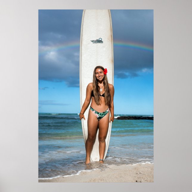 Surfer Girl ~ Hawaii Rainbow Poster (Vorne)