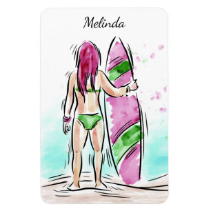 Surfer Girl individuelle Name Magnet
