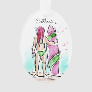 Surfer Girl individuelle Name Ornament