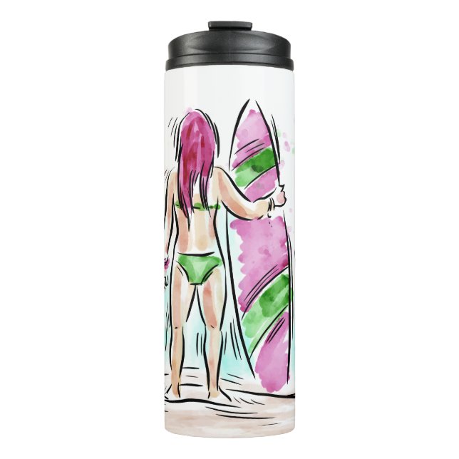 Surfer Girl Individuelle Name tumbler Thermosbecher (Vorderseite)