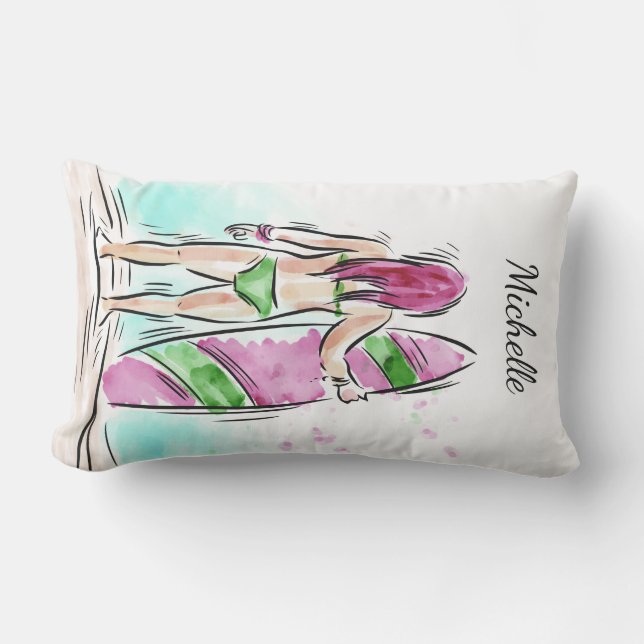 Surfer Girl individuelle Name werfen Kissen (Vorderseite)