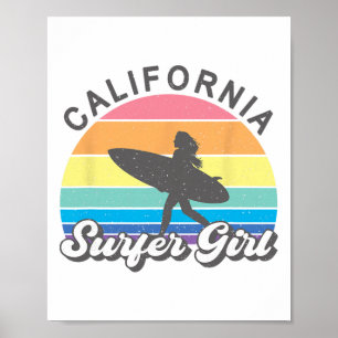 Surfer Girl Kalifornien Surfen Surf Strand Frauen Poster