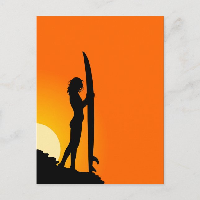 Surfer Girl, Red Sunset Postkarte (Vorderseite)