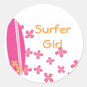 Surfer Girl Runder Aufkleber