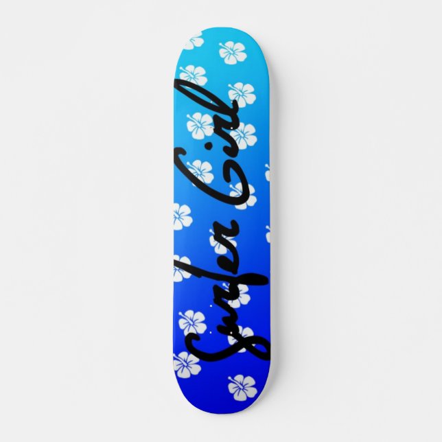 Surfer Girl Skateboard en bleu (Devant)