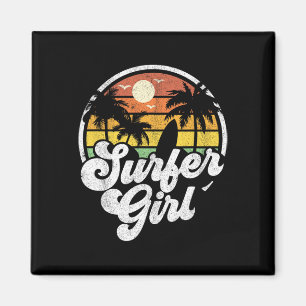 Surfer Girl Strand Retro 70er Sommer Surfen Urlaub Magnet