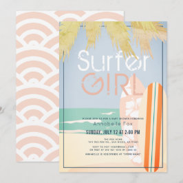 Surfer Girl Surfboards Beach Baby Dusche Einladung