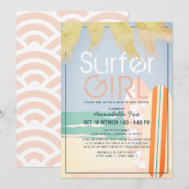 Surfer Girl Surfboards Beach Drive by Baby Shower Einladung
