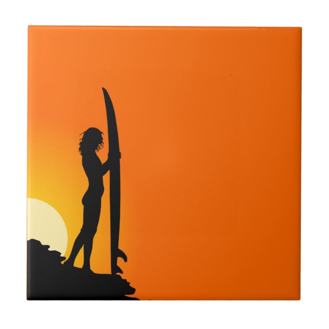 Surfer Girl Tile Fliese (Vorderseite)
