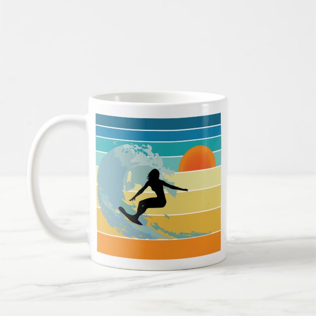 Surfer Girl Vintag Sunset Kaffeetasse (Links)