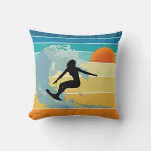 Surfer Girl Vintag Sunset Kissen