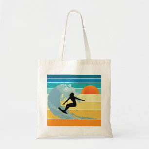Surfer Girl Vintage Sonnenuntergang Tragetasche