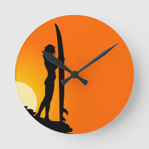 Surfer Girl Wanduhr