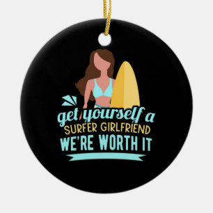 Surfer Girlfriend Keramik Ornament