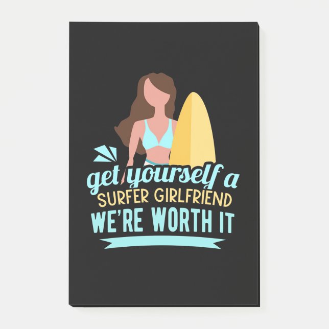 Surfer Girlfriend Post-it Klebezettel (Vorderseite)