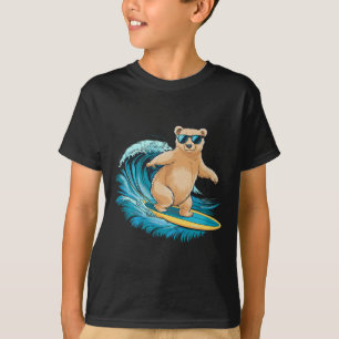 Surfer Grizzlybär Strand Sommer Surfbrett Surfen T-Shirt