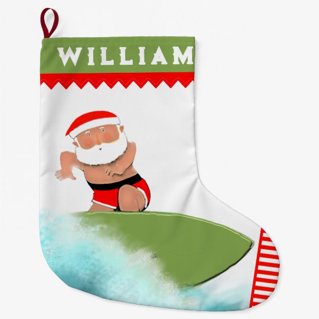 Surfer Großer Weihnachtsstrumpf (Vorderseite)