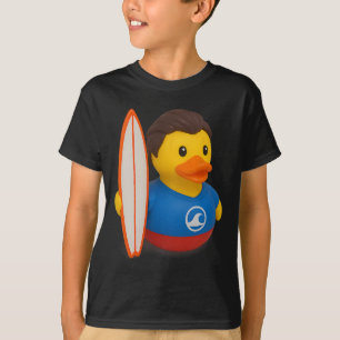 Surfer-Gummiente hält Surfboard Männer Frauen Kind T-Shirt