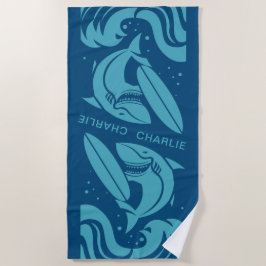 Surfer-Haifisch-Name-Badetuch Strandtuch