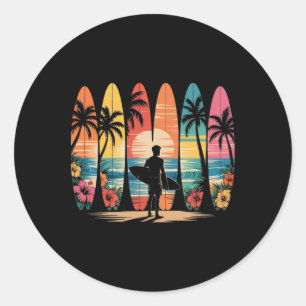 Surfer Hawaii Welle Surfen Liebhaber Strand Surfer Runder Aufkleber
