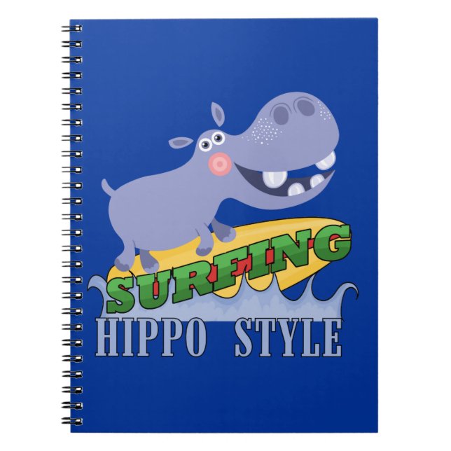 Surfer Hippopotamus Notizblock (Vorderseite)