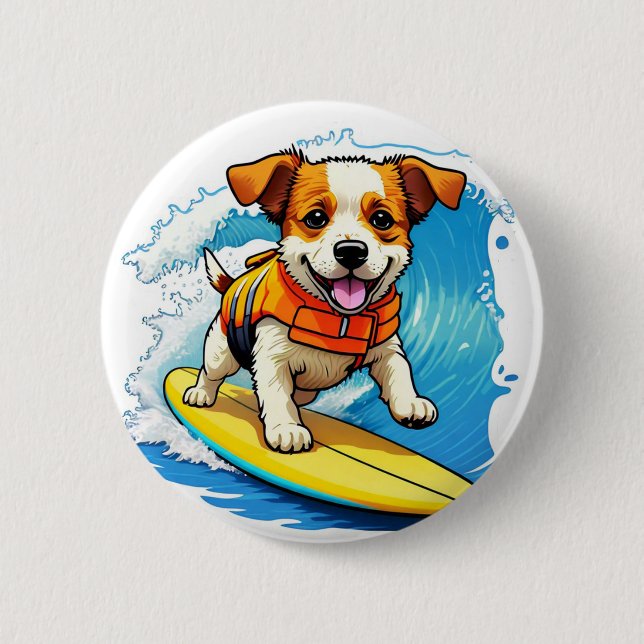 Surfer-Hund Button (Vorderseite)
