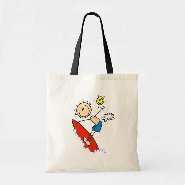 Surfer-Junge-Stickfigur Tragetasche (Vorne)