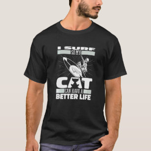 Surfer Katze Surfbrett Wellen Surfrider Surfen T-Shirt
