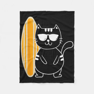 Surfer-Katze - Surfen Surfbrett Strand Ozeanwellen Fleecedecke
