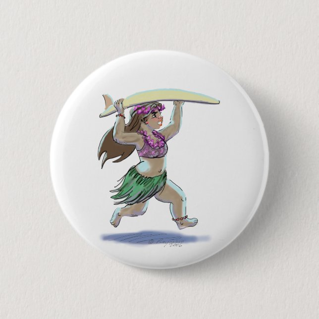 Surfer Mädchen Button (Vorderseite)