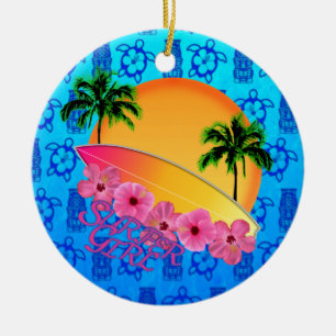 Surfer-Mädchen Keramik Ornament