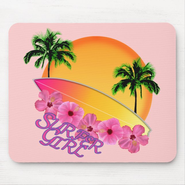 Surfer-Mädchen Mousepad (Vorne)