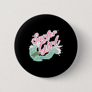 Surfer-Mädchen Surft Button