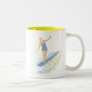 Surfer-Mädchen-Tasse Zweifarbige Tasse