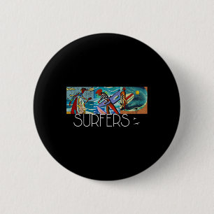 Surfer Mid-Century Modern Cubism Impressionist Su Button