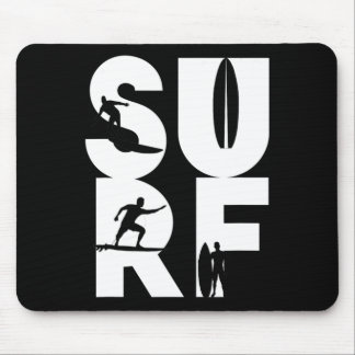 Surfer mit Surfboards in Surf Wave Rider und Idee Mousepad