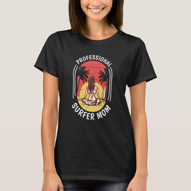 Surfer Mother  Surfrider Waves Surfboard Surfing M T-Shirt (Vorderseite)