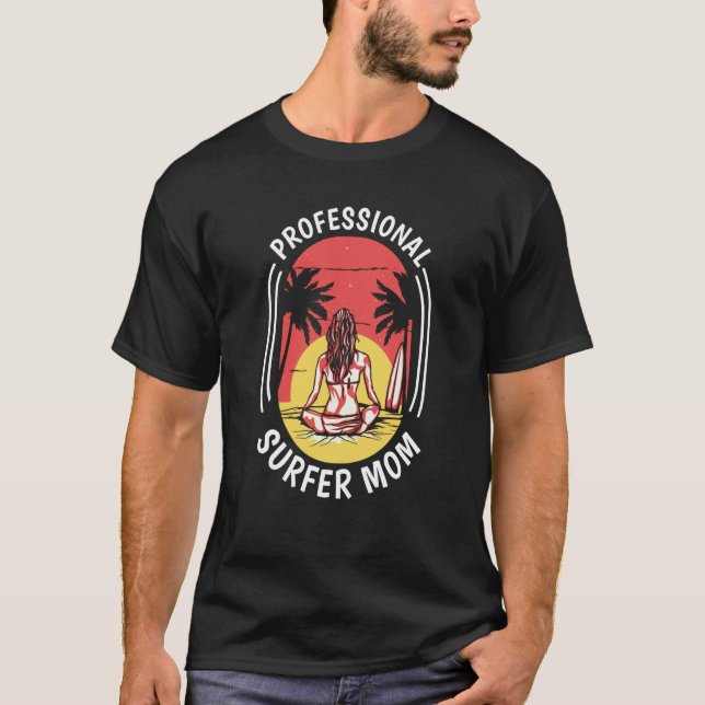 Surfer Mother  Surfrider Waves Surfboard Surfing M T-Shirt (Vorderseite)