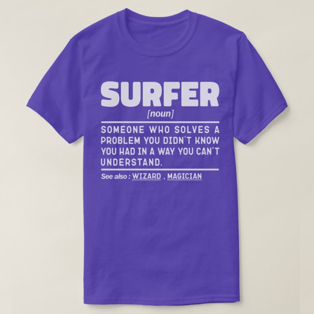 Surfer Noun Definition Beach Surfsport T-Shirt (Design vorne)