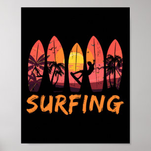 Surfer Ozean Wassersport - Surfboard Wellen Surfen Poster