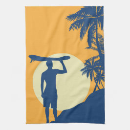 Surfer, Palme, Klippe, Sonne, Surfen, Küche Geschirrtuch