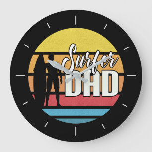 Surfer Papa Fête des pères Art Tropical   Horloge 