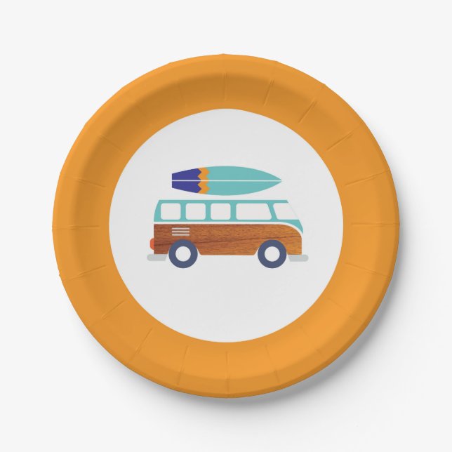 Surfer-Papierplatten-Vintages Pappteller (Vorderseite)