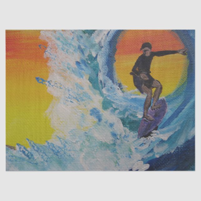 Surfer peignant le grand papier de soie de soie (Recto)