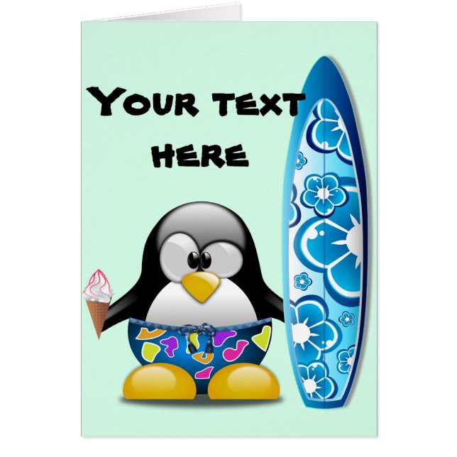 Surfer-Pinguin mit Eiscreme (Vorne)